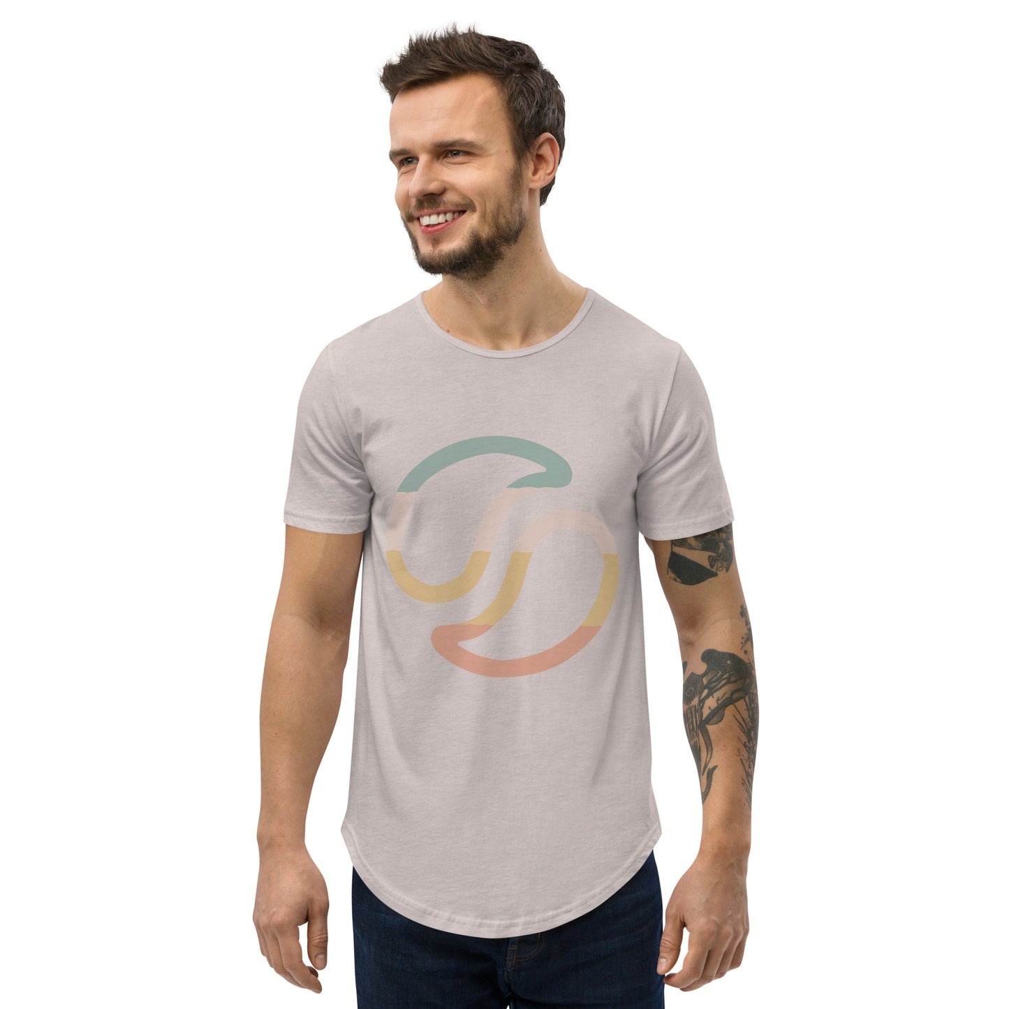 Vibe Logo Curved-Hem Tee Heather Cool Grey
