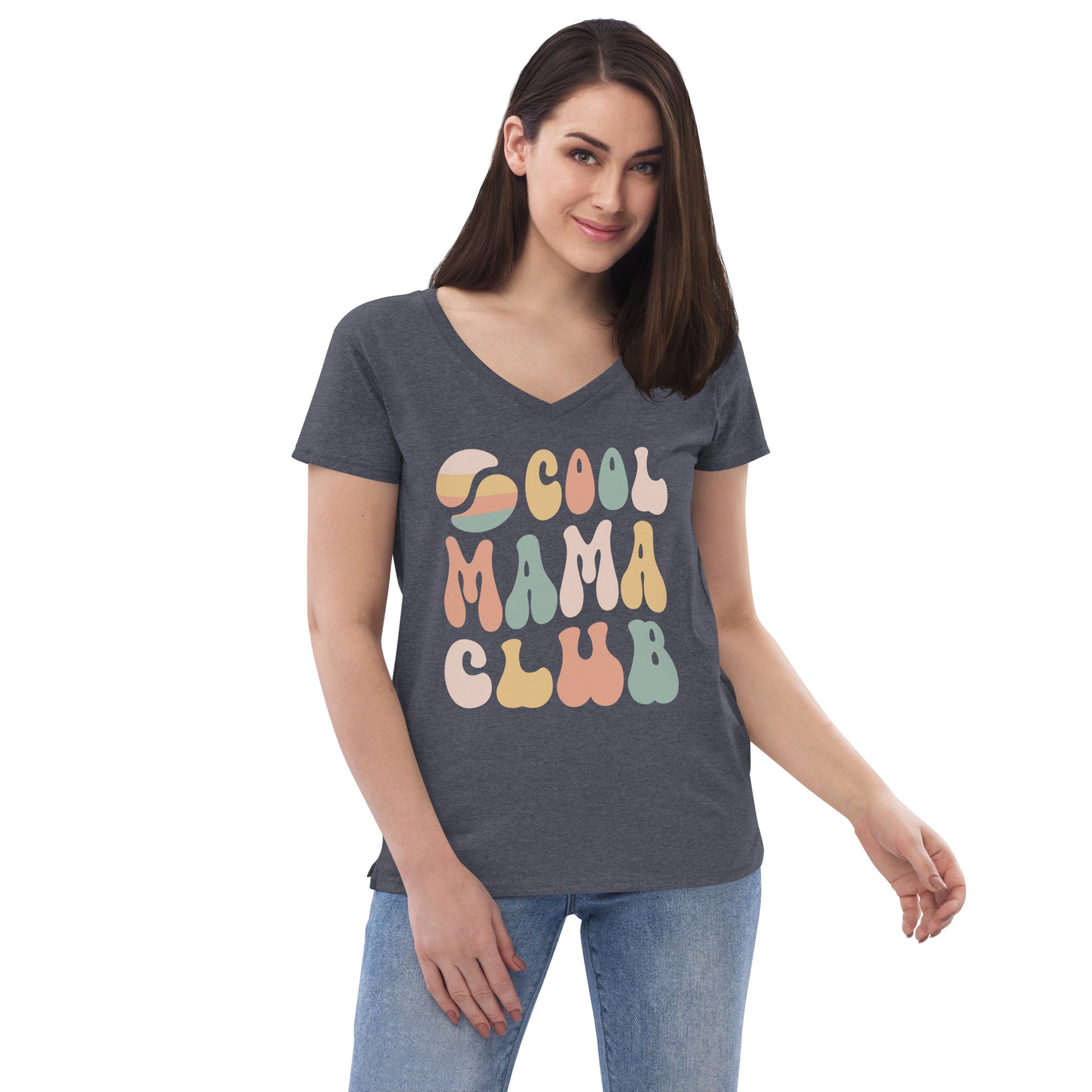 Cool Mama Club V-neck Heathered Navy