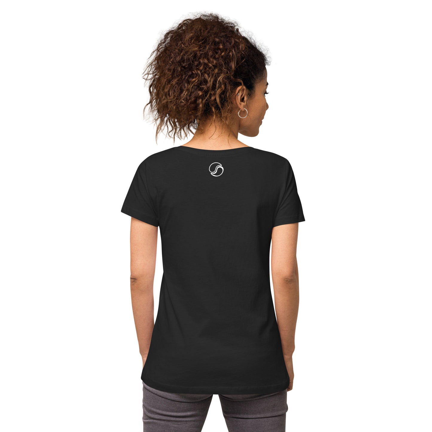 Milky Wave V-neck Tee (Women) Black