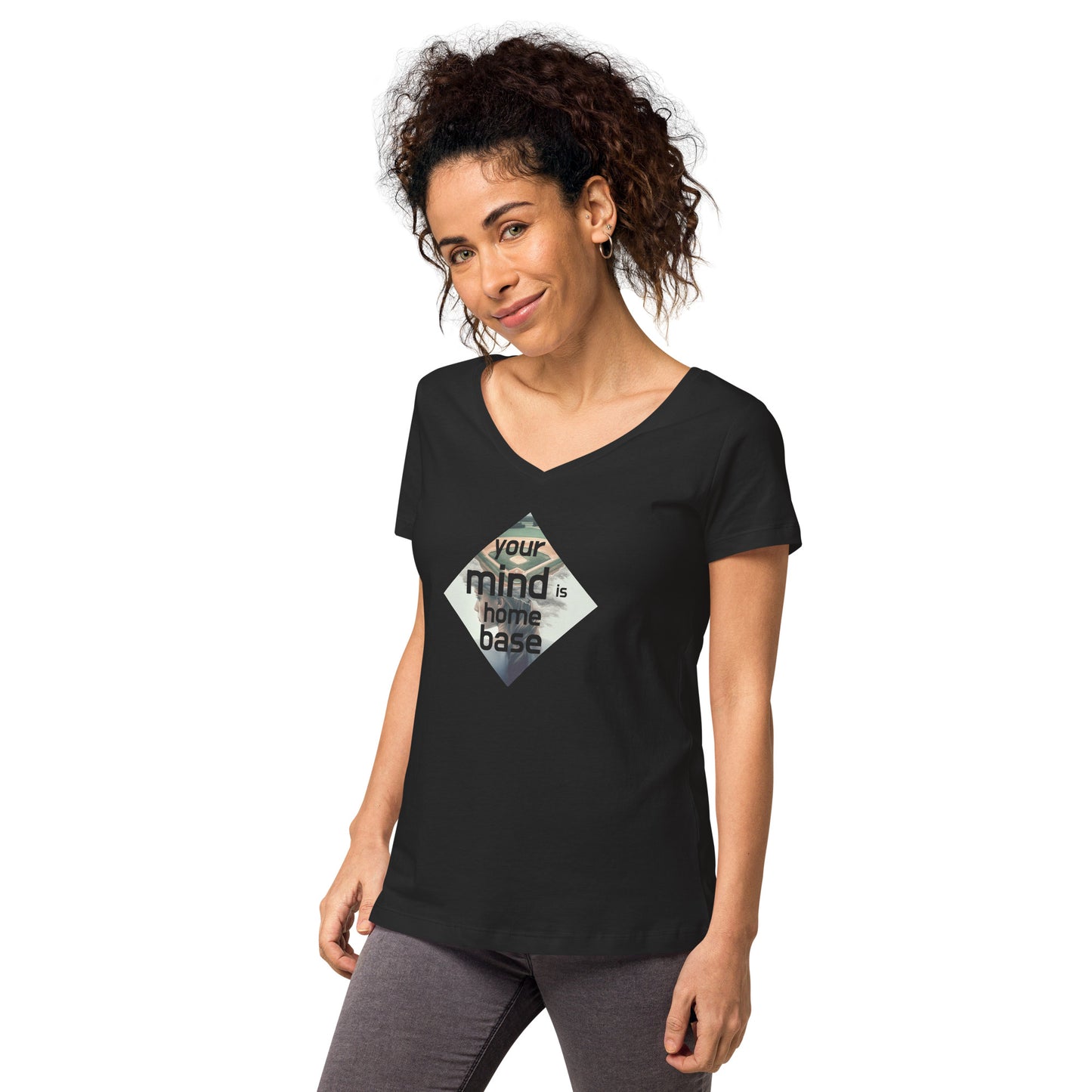 Home Base V-neck Tee (Women) Black
