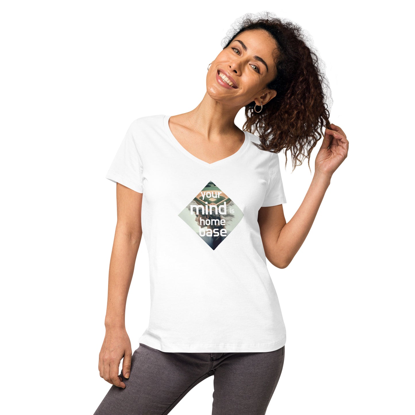 Home Base V-neck Tee (Women) White