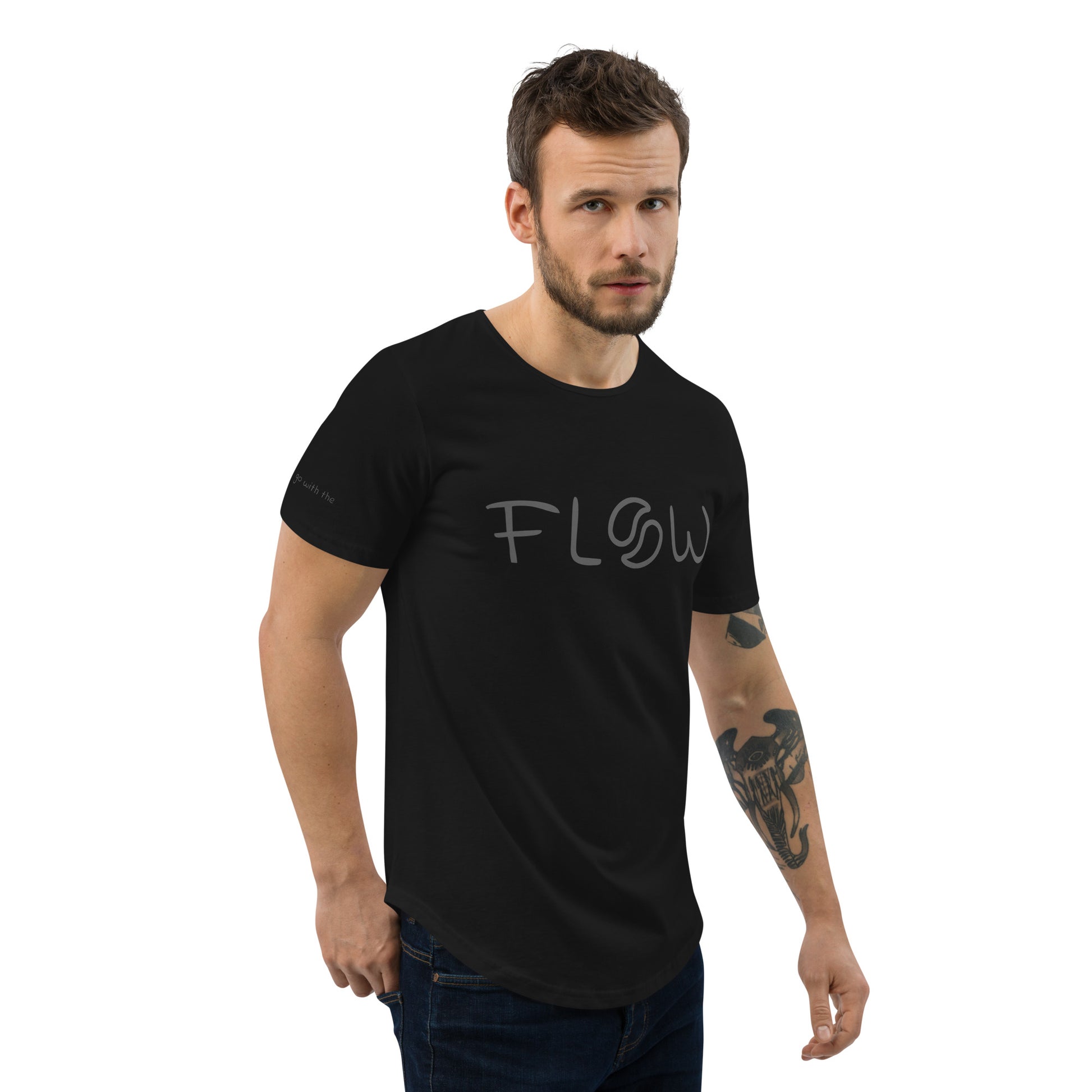 Flow Curved Hem T-Shirt Black