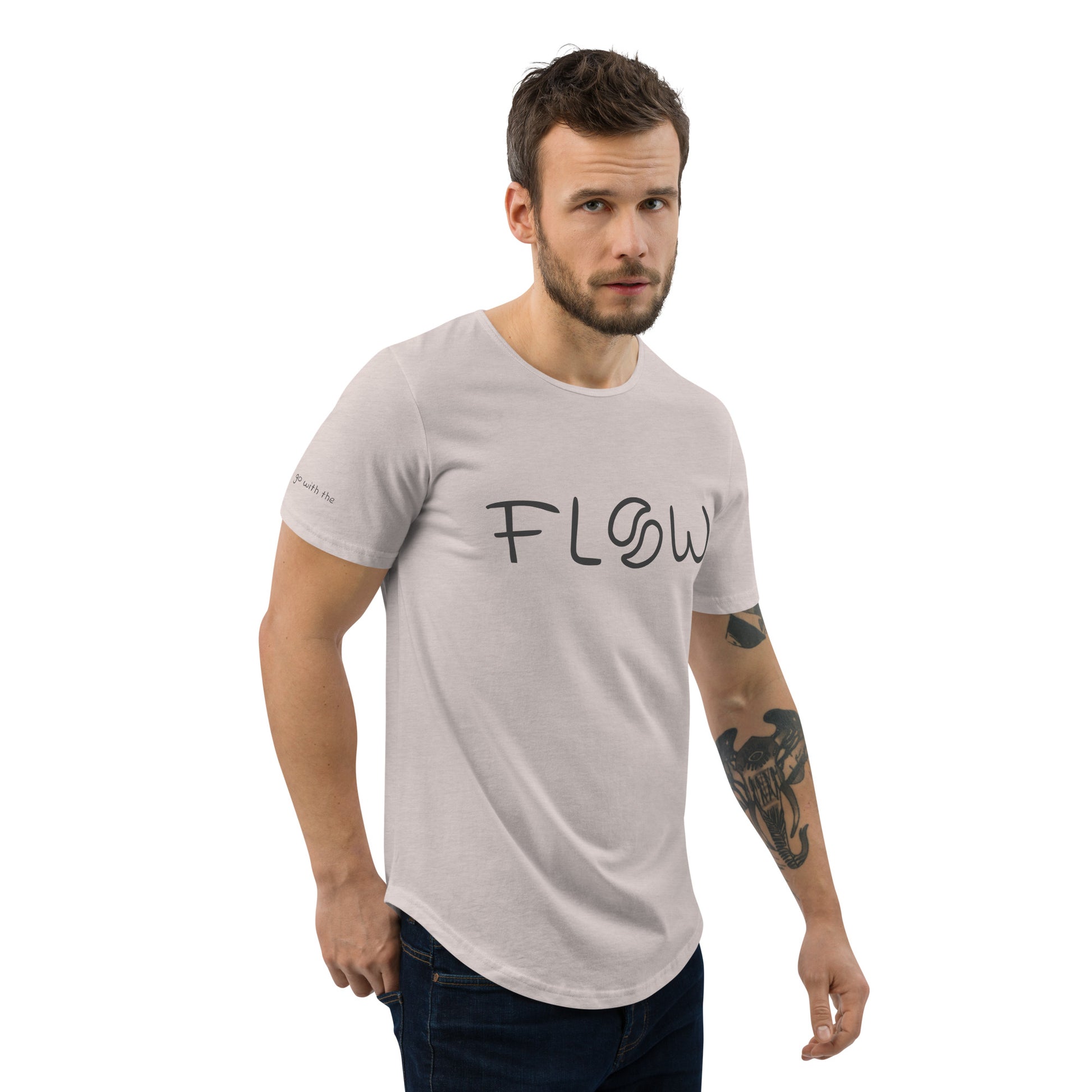 Flow Curved Hem T-Shirt Heather Cool Grey