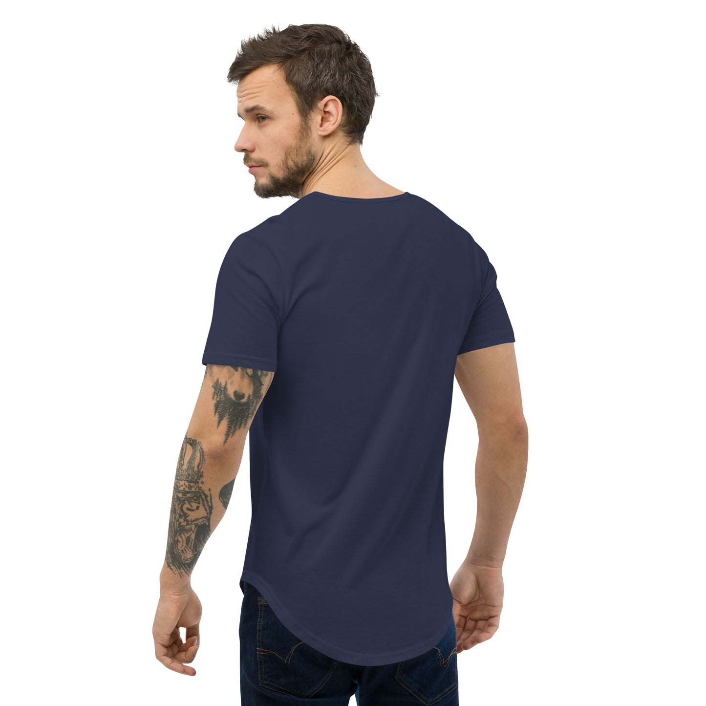 Flow Curved Hem T-Shirt Navy
