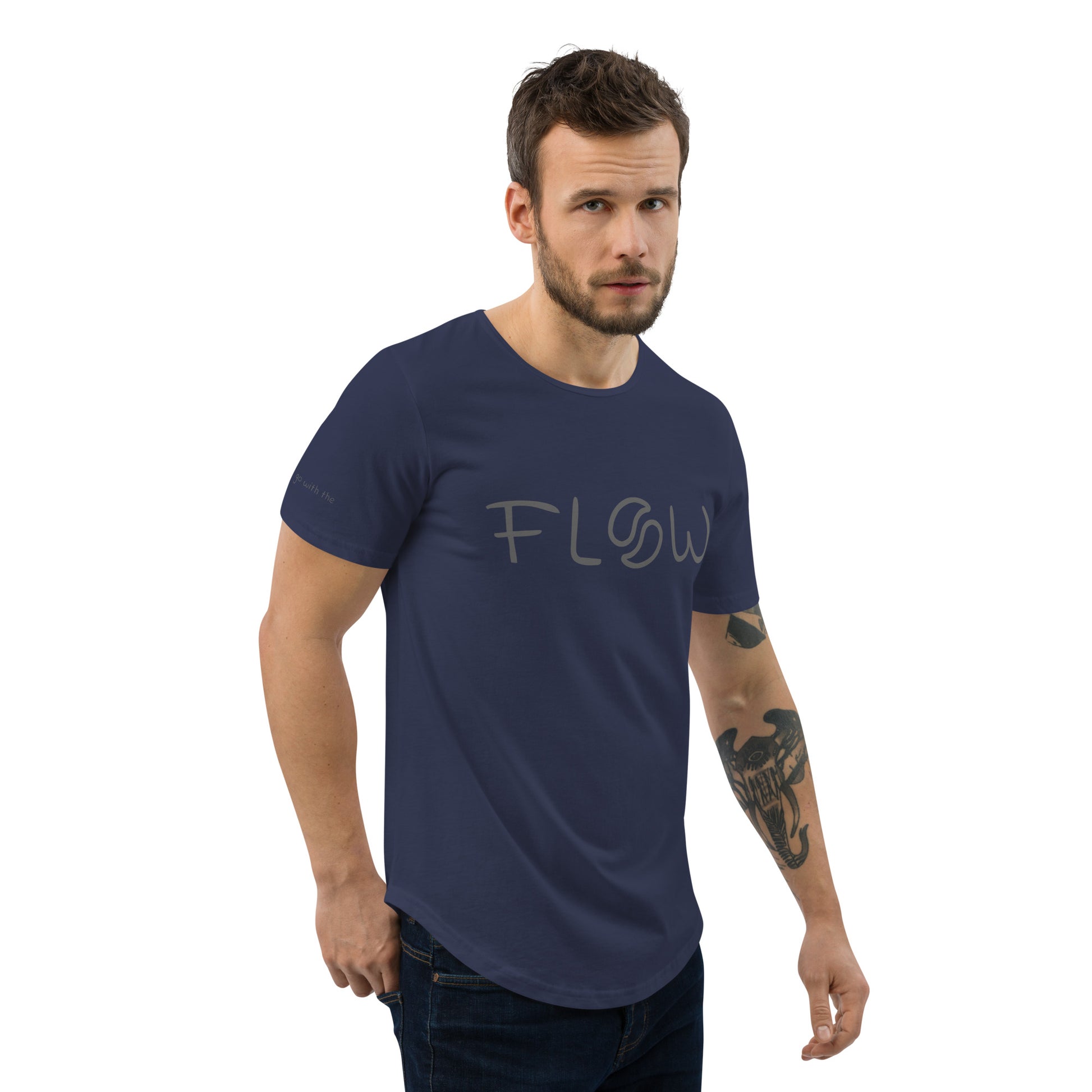 Flow Curved Hem T-Shirt Navy