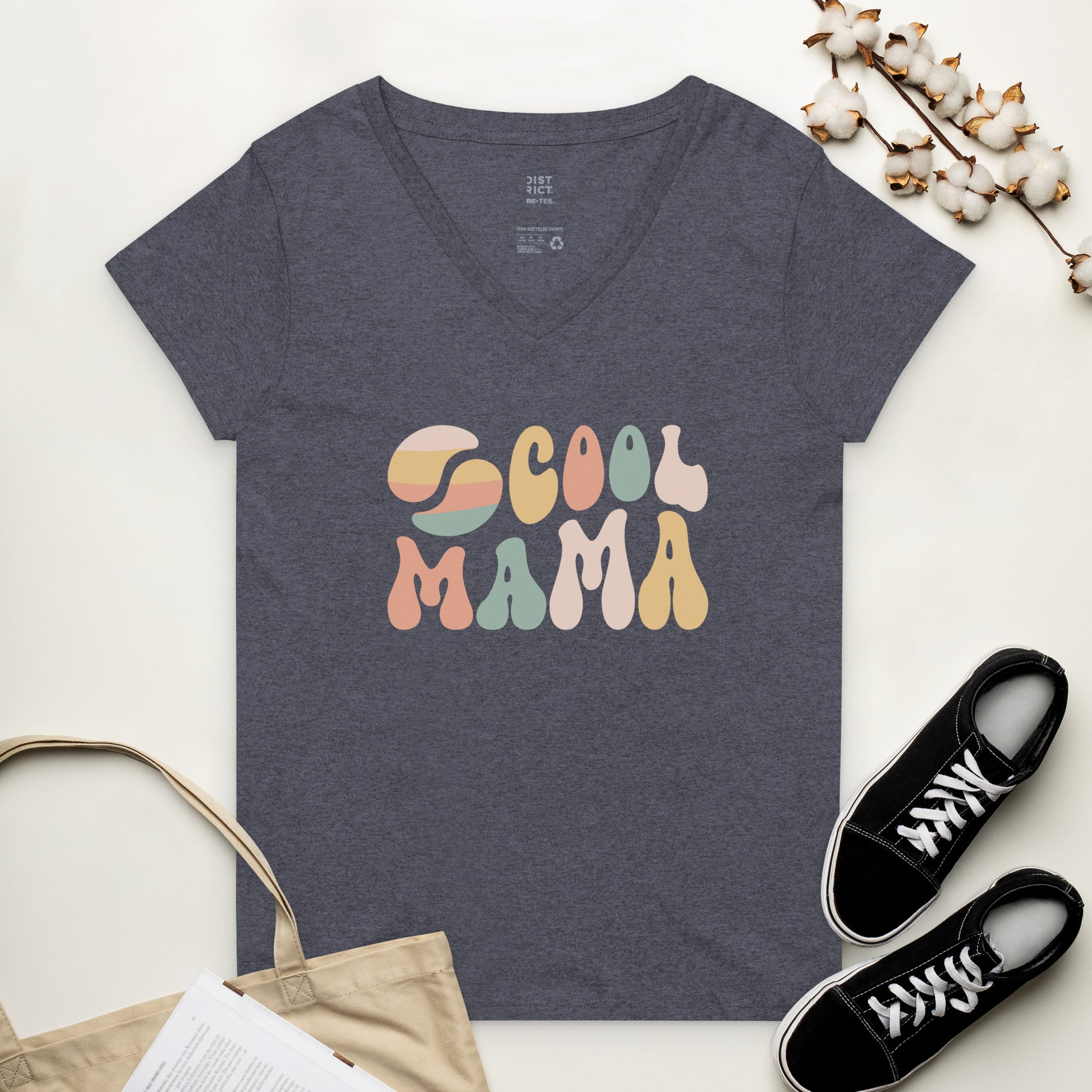 Cool Mama V-neck Tee Heathered Navy