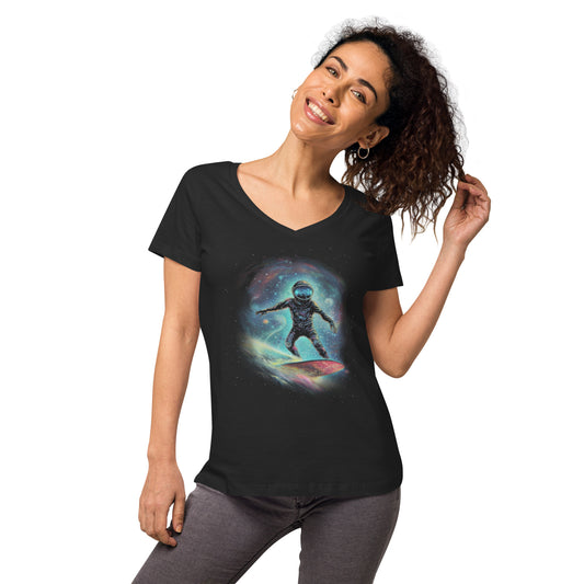 Milky Wave V-neck Tee (Women) Black