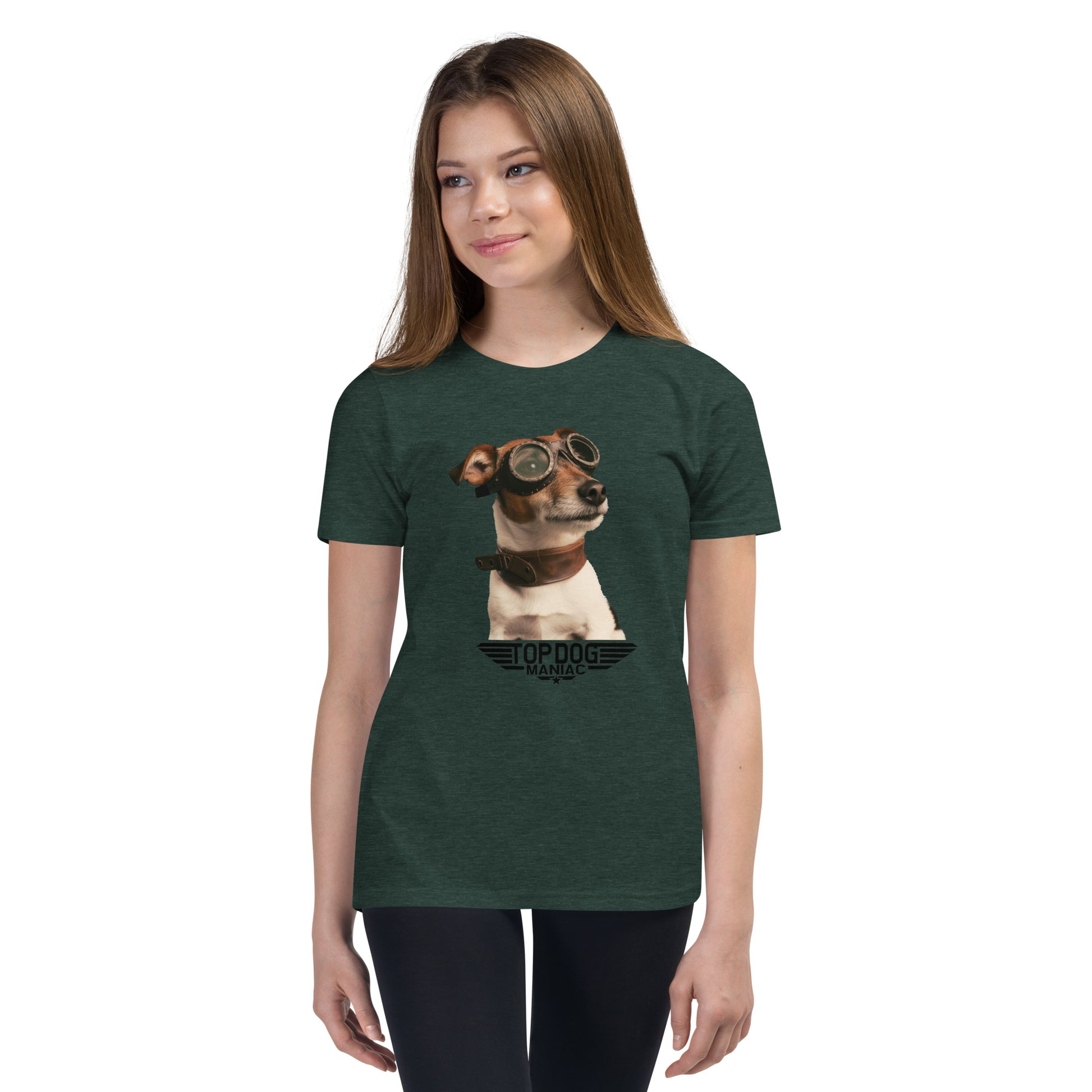 Youth Top Dog Tee Heather Forest